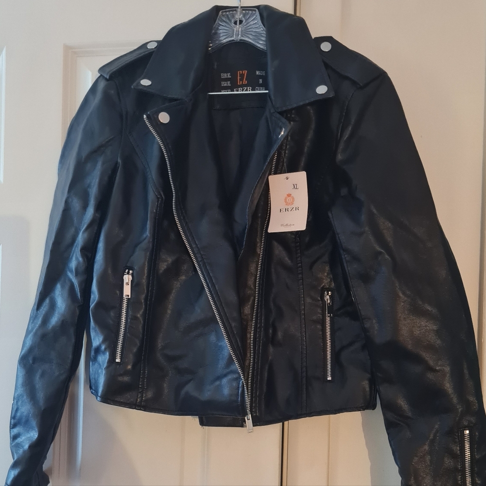 Women's Black Leather Biker Jacket